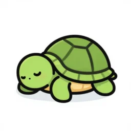 cute turtle sleeping, 2d vector logo, digital art