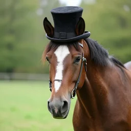 a horse with a top hat