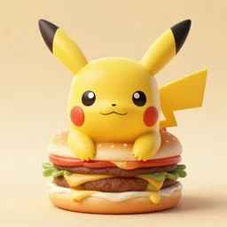 burger in the shape of pikachu, photo