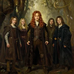 fellowship of the ring. happy colors a 2 4. artgerm. high detail scene. maxfield parrish. epic ultrarealism. dramatic lighting. oil on canvas. cinematic wide angle lens