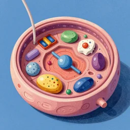 an illustration of the inside of an eukaryotic cell by picasso, cubic period