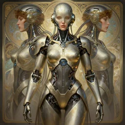 symmetry!! portrait of cyborg, sci - fi armour, tech wear, cables, glowing lights!! sci - fi, intricate, elegant, highly detailed, digital painting, artstation, concept art, smooth, sharp focus, illustration, art by artgerm and greg rutkowski and alphonse mucha