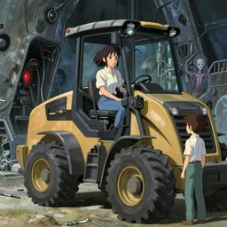 girl in power loader begging to get into alien structure by david a hardy, alien movie screenshot, noriyoshi ohrai, gary ruddell, ( greg rutkowski ), salvador dali, moebius, makoto shinkai, highly detailed, cinematic composition, trending on artstation