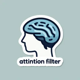 attention filter, minimalist logo without text for a research lab that studies human cognition, brandmark by victo ngai, kilian eng and jake parker, 2 colors, limited palette, sticker art, vector art, award winning, minimalism, logopond, sticker art