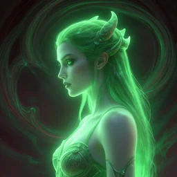 side portrait, imogen poots, evil deathknight, gloomhaven, soft, smooth, luminescent, art nouveau, sickly green backlit glow, evil dark swirly ripples, gaudy colors, aesthetic octane render, unreal engine, 8 k, by greg rutkowski, jesper ejsing, rhads, ilya kuvshinov, cushart krenz