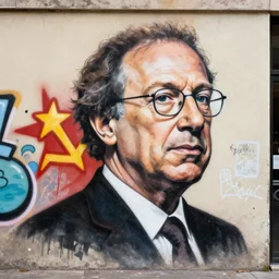spray paint graffiti of communist mark zuckerberg