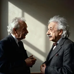 a 1 9 5 0 s photograph of albert einstein talking to walter white