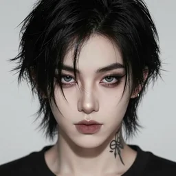 beautiful portrait goth boy, tattoo, big eyes, black hair, sharp focus, smooth, digital illustration, by mcbess, dore, symmetry, instagram post