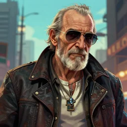 highly detailed old man gta vice city art,, fantasy art by stephen bliss