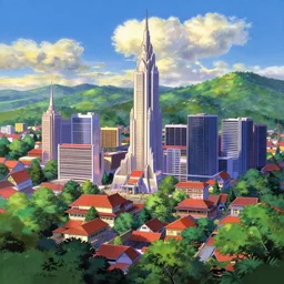 vivid 80s anime indonesian architecture and landscape by makoto shinkai, beautiful, gorgeous, dramatic lighting, rule of thirds, perfect composition, trending on ArtStation, 8k