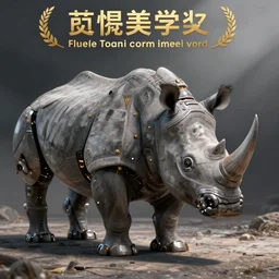 Robotic rhino, gray, detailed digital art