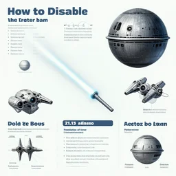 infographic map of how to disable the tractor beam on the death star