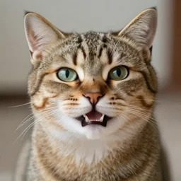 a cat with a goofy smile