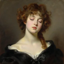 a detailed high fashion studio portrait of am anime girl, eyes closed, painting by gaston bussiere, craig mullins, j. c. leyendecker