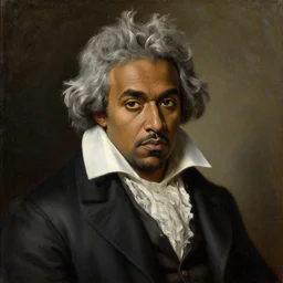 kanye west as beethoven, oil painting, renaissance, without frame