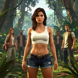 girl sexy, highly detailed vanishing - point jungle, in gta v, stephen bliss, unreal engine, fantasy art by greg rutkowski, loish, rhads, ferdinand knab, makoto shinkai and lois van baarle, ilya kuvshinov, rossdraws, tom bagshaw, global illumination, radiant light, detailed and intricate environment