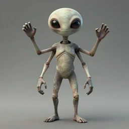 martian with 4 hands and 1 leg