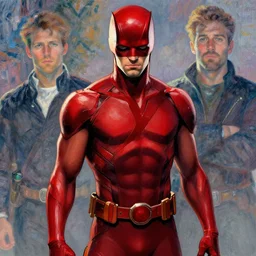 sigma sam hyde in daredevil suit, smooth, sharp focus, illustration, by jeremy lipkin, john berkey, claude monet, dino valls