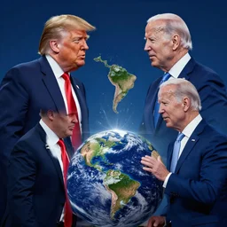 epic showdown donald trump and joe biden destroying the earth locked in moral combat