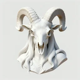 3 d goddess goat skull half - turn portrait with long hair with ram skull. beautiful intricately detailed japanese crow kitsune mask and clasical japanese kimono. betta fish, jellyfish phoenix, bio luminescent, plasma, ice, water, wind, creature, artwork by tooth wu and wlop and beeple and greg rutkowski
