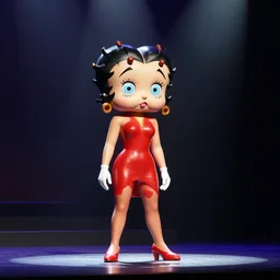 vfx movie scene real life betty boop on stage, stage lighting by emmanuel lubezki