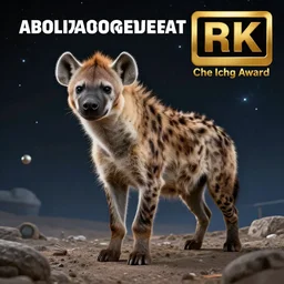 professional photograph of a hyena in outer space, high quality, hd, award - winning, 4 k