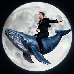 jovanotti riding a whale on the moon