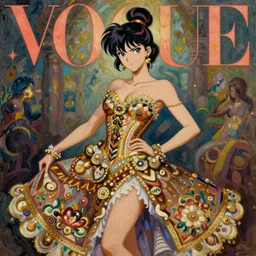 anime vogue mage, ballroom dress, intricate oil painting by greg rutkowski, trending on artstation