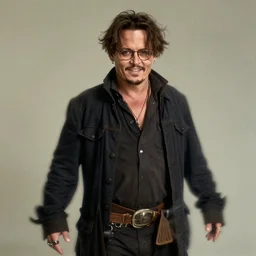 dithered, satified Johnny Depp grooving swirling flowing