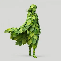 a girl with a cloak made of leaves. concept art by muggur, flowing dress, smooth, sharp focus, artstation contest winner, fantasy, 2 d game, tarot card