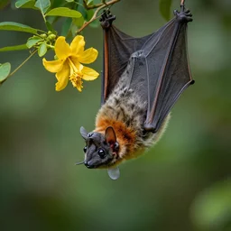 super macro of a fruit bat drinking from a flower in the forest. fantasy magic style. highly detailed 8 k. intricate. nikon d 8 5 0 3 0 0 mm. award winning photography.