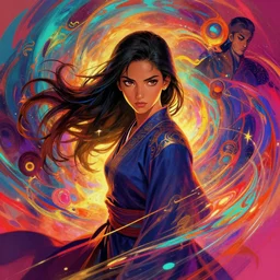 portrait of maya ali as a mage by amber ye, dynamic lighting, gaudy colors, ripples, fantasy, intricate, smooth, sharp focus, octane render aesthetic, official fanart behance hd artstation by maria poliakova, jesper ejsing, by rhads and makoto shinkai and lois van baarle and ilya kuvshinov