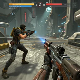 screenshot of gameplay from the retro futuristic fps in the style of metal gear in the style of metal gear rising trending on artstation deviantart pinterest detailed realistic hd 8 k high resolution
