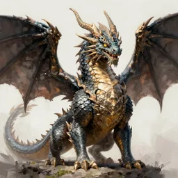 An imposing Dragonoid, digital painting, photorealistic, trending on ArtStation