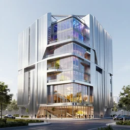 idea for architecture mass, stainless steel and colorful glass, trending on behance, keyshot 1 1