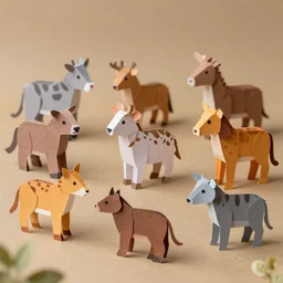 animals paper toys, photorealistic, hd, trending on artstation