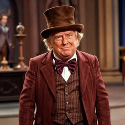 film still of Donald Trump as a oompa loompa in Willy Wonka's and the Chocolate Factory 1971