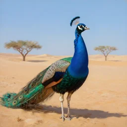peacock in the desert, hyper - realistic oil painting, by greg rutowski, james gurney, trending on artstation, highly detailed
