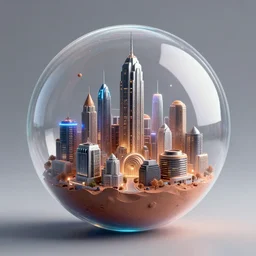 highly detailed render of a metropolis in a water bubble on mars, hyper detailed, digital art, led lighting, studio quality, smooth render, unreal engine 5, octane render, trending on artstaion.