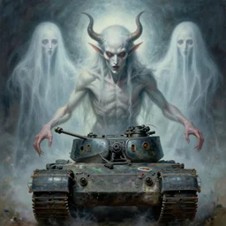 t - 8 0 tank alphonse mucha hyperrealism photo - realistic hyperdetailed devilish satanic ghost demon alphonse mucha yoji shinkawa apophasis shintaro kago junji ito esoteric hypnogogic ethereal ethereality dreamscape
