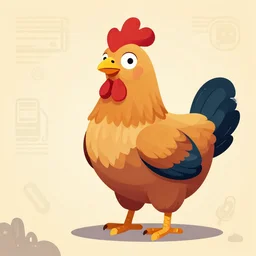 retro sci - fi, 2 d flat illustration, very wise chicken, highly detailed