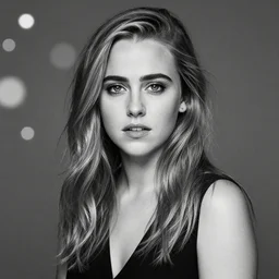 professional black and white studio portrait of rachael mcadams, 4 k, bokeh