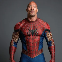 Dwayne Johnson as Spiderman wearing batik