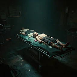 ripper doc surgery table corpses underground shady. low light. Cyberpunk 2077. CP2077. 3840 x 2160