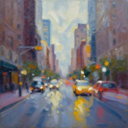abstract oil painting of a long exposure of new york