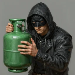 portrait of a masked thief stealing green gas, intricate, highly detailed, ray tracing, digital painting, artstation, concept art, smooth, sharp focus, illustration, art by artgerm and greg rutkowski, 8 k