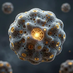 highly detailed 3 d rendering in octane and vray of slime mold made of cellular automata according to golden ratio pattern floating in space. beautiful mystical lighting, mist, sigma 2 4 mm