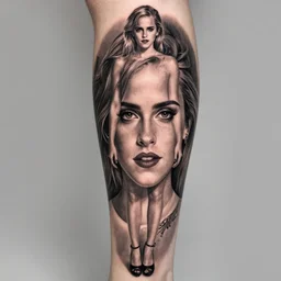 emma watson full body tattoo, dope tattoo, hyperrealistic