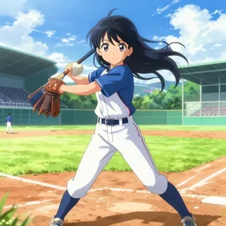 this is the most beautiful anime girl playing baseball in the most beautiful artwork of the most beautiful anime girl playing baseball!, artstation!! pixiv!!, scenery art detailed, volumetric lighting, by range murata