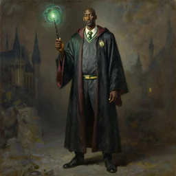 portrait of boston celtics kevin garnett as a wizard at hogwarts, full body, wizard ing robe, mystical, magic wand, oil on canvas by william sidney mount, award winning